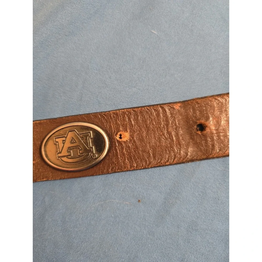 Auburn University Brown Full Grain Leather Belt Sz 44 Eagles Wings